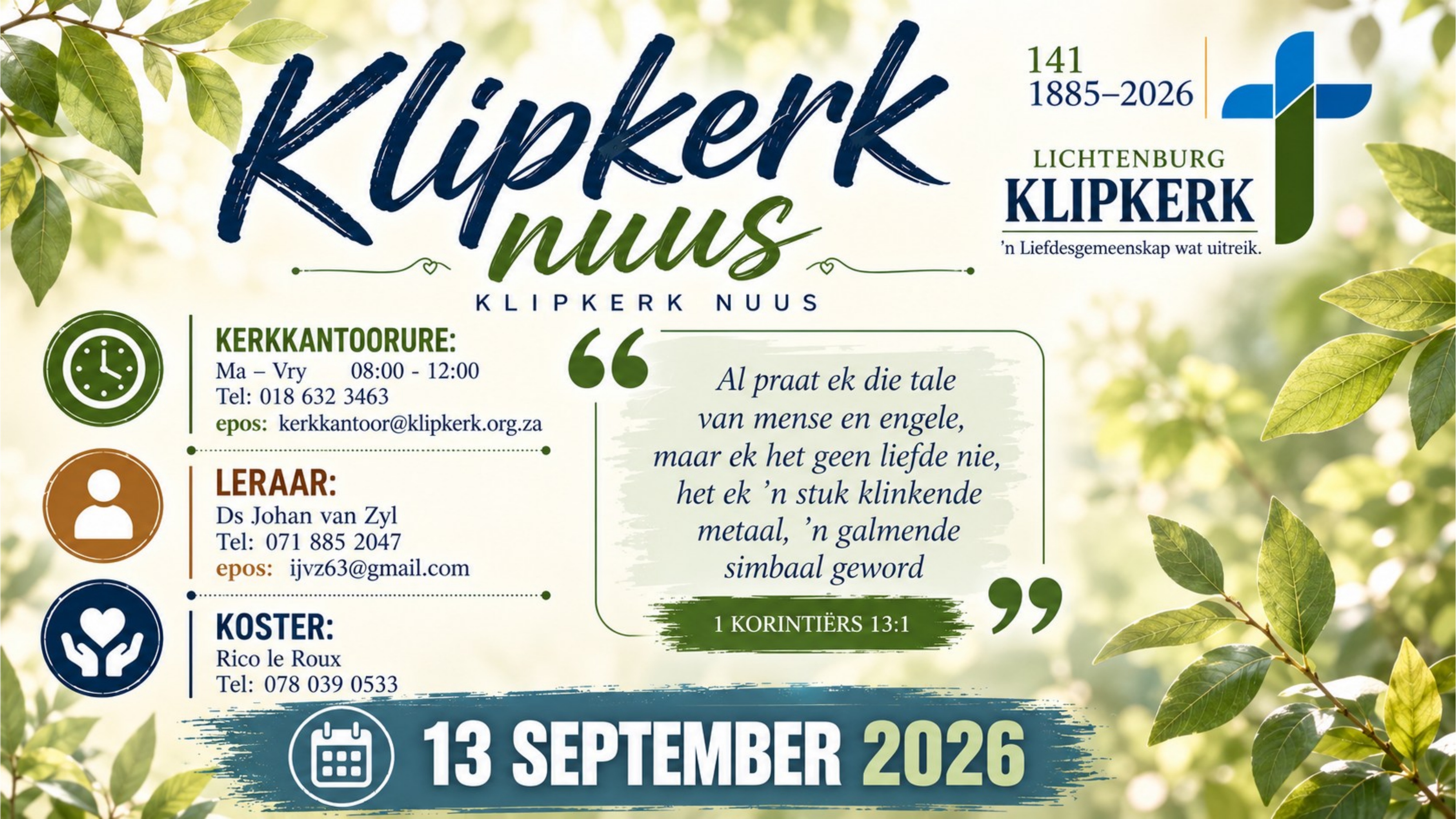 klipkerk Lichtenburg Weeknuus